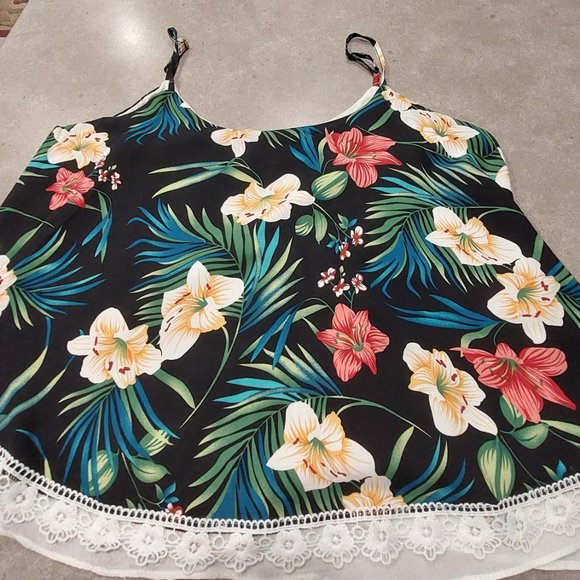 PORTO FORTUNO Women's Tropical Floral Design Camisole - Multi-Colors - Size Lge - Picture 5 of 5